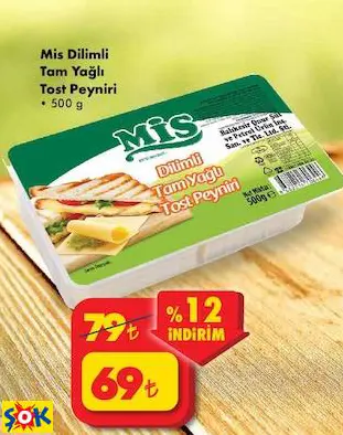 MİS DİLİMLİ TAM YAĞLI TOST PEYNİRİ MİS DİLİMLİ TAM YAĞLI TOST PEYNİRİ